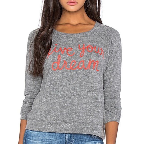 Sundry Tops - Sundry “live your dream” sweatshirt grey red embroidered size 1